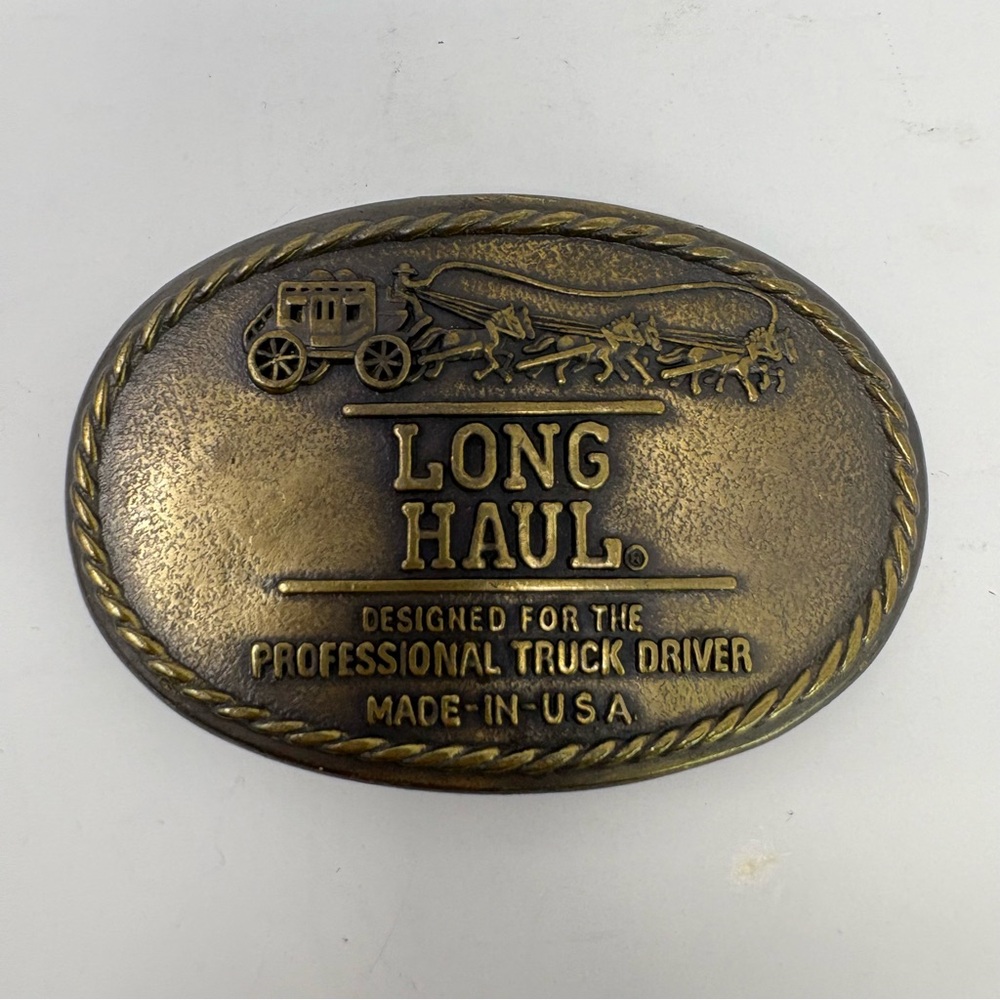 Vintage Long Haul Belt Buckle for Professional Truck Driver EDEL INC Phila. PA